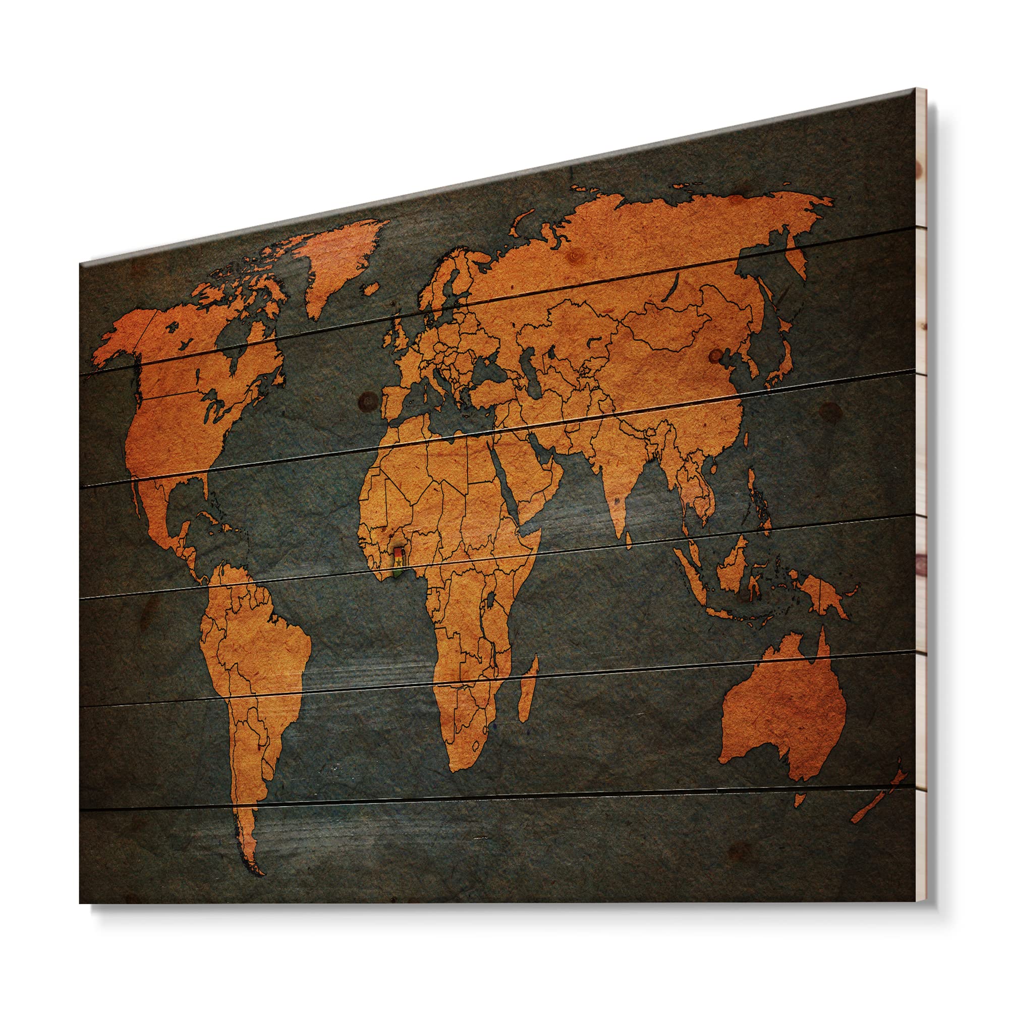 Vintage World Map Wall Art - Ancient Africa Map Print on Natural Pine Wood, Large Wooden Wall Decor for Living Room, Office & Study