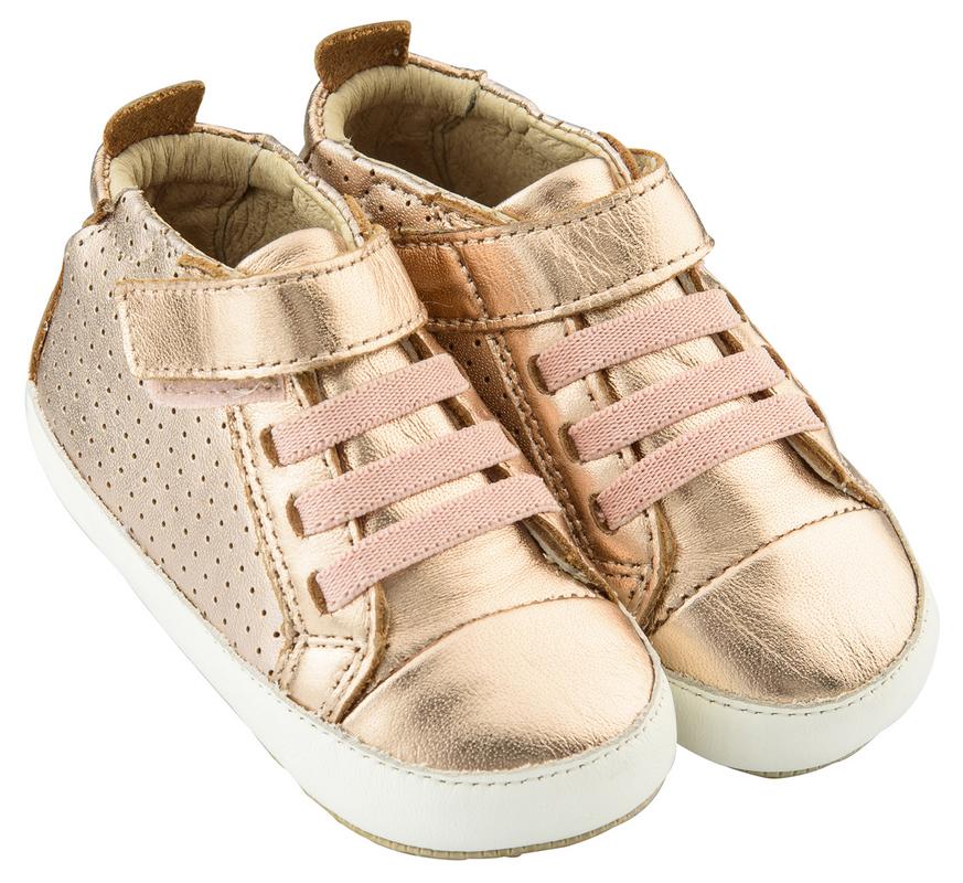 Old Soles Bambini First Walker Sneakers for Toddlers - Copper & White Leather Baby Shoes | Perfect for First Steps, Daycare & Outdoor Play