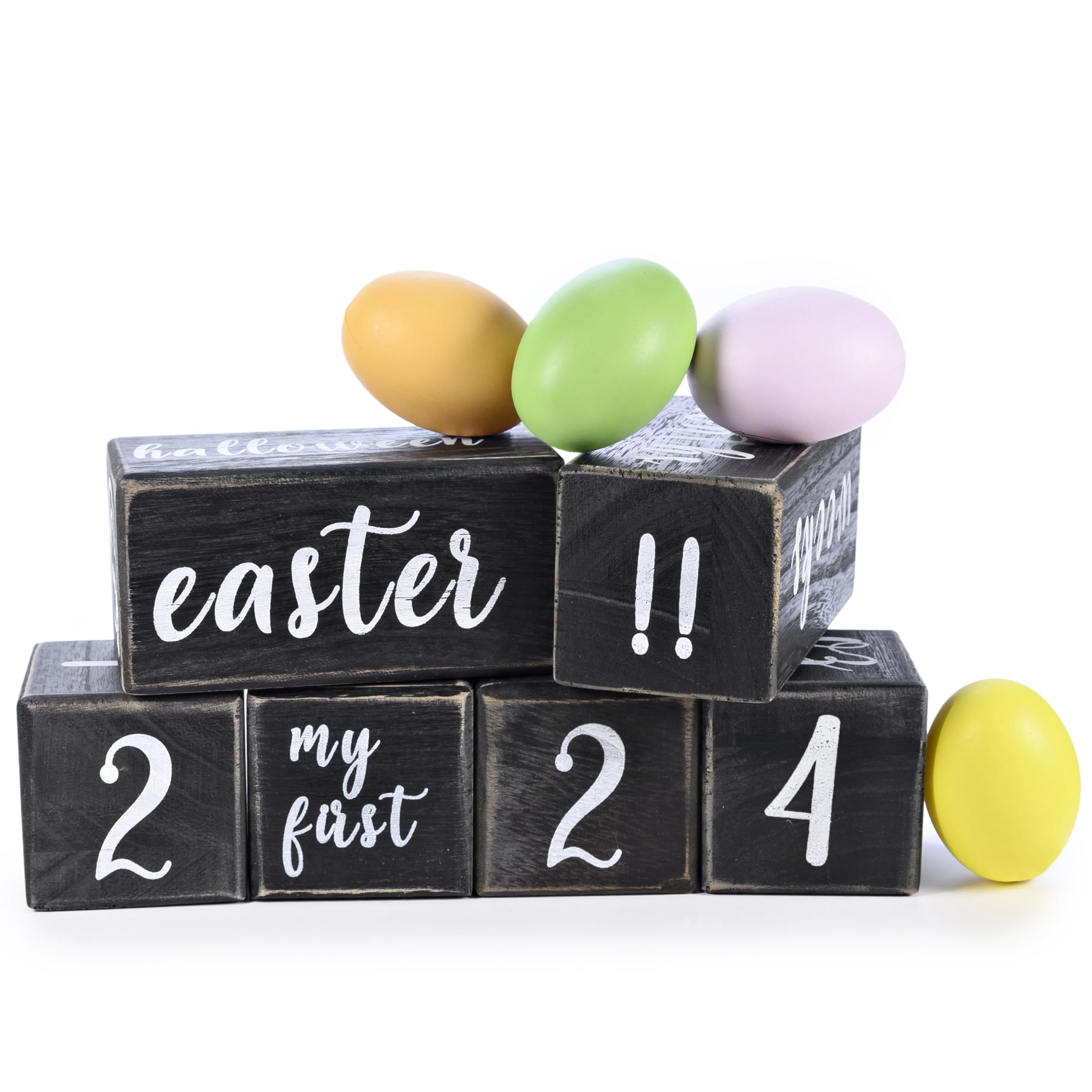 Baby Monthly Milestone Blocks Complete Set - Wooden Photo Props for Newborn Photography | Perfect Baby Shower Gift for Boys & Girls | Capture 1-12 Month Milestones | Great for Nursery Decor, First Birthday, and Instagram Worthy Baby Pictures