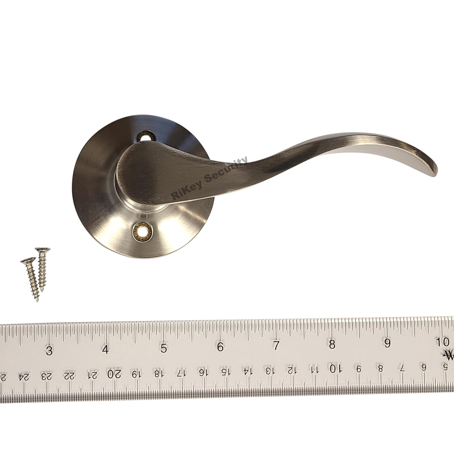 New Wave Style Satin Stainless Steel Dummy Closet Door Lock Lever Handle - Right Hand (RH) - Perfect for Bedroom, Bathroom & Closet Security