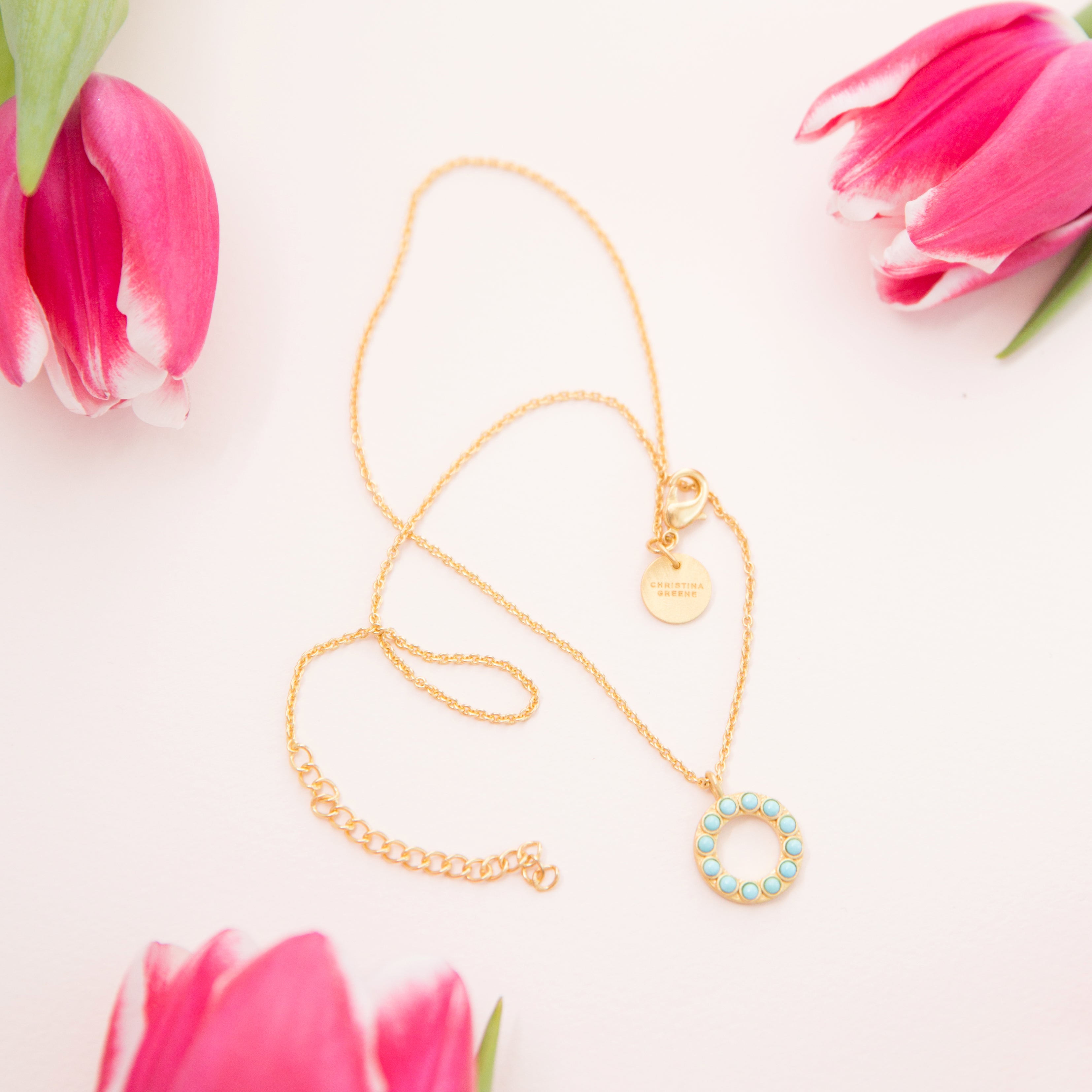 Turquoise Circle Pendant Necklace - Boho Chic Jewelry for Women, Dainty Gemstone Necklace for Everyday Wear | Perfect for Layering, Gift Giving & Spiritual Healing