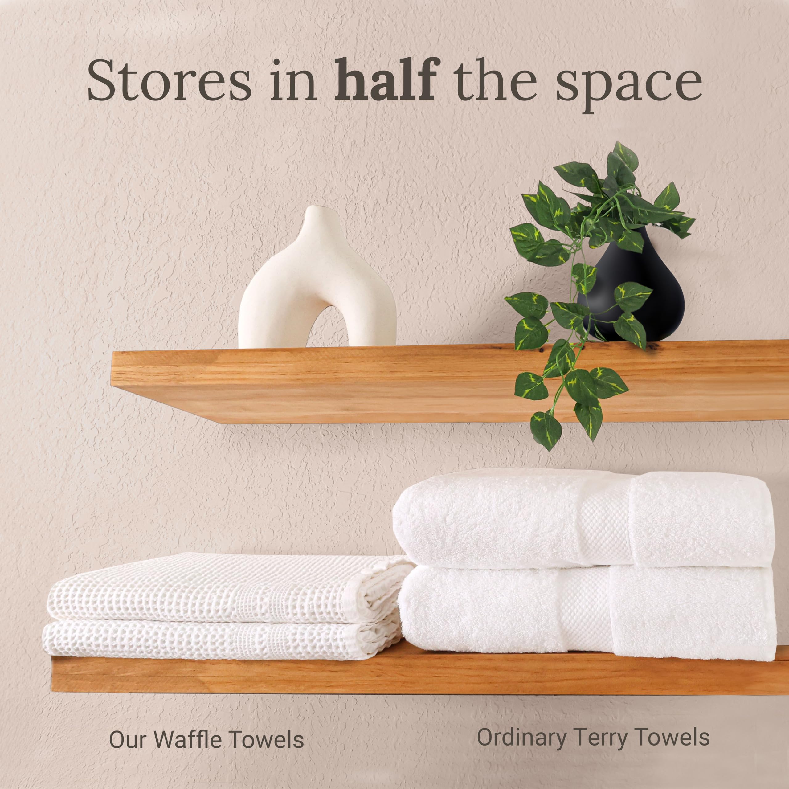 Premium GILDEN TREE 100% Cotton Waffle Bath Towels Set of 2 - Ultra Absorbent, Quick Dry & Lightweight for Bathroom, Spa, Gym & Travel (Pewter, Classic Style)