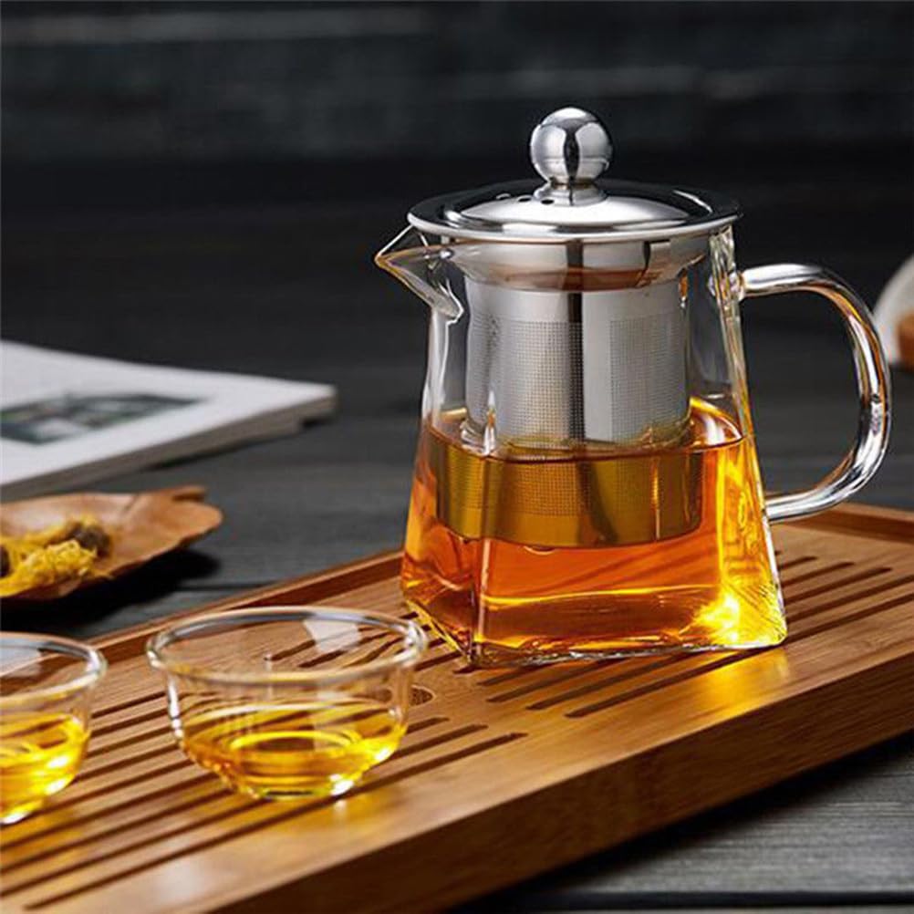 Premium Stainless Steel & Glass Teapot with Removable Infuser - 950ml Stovetop Safe Tea Kettle for Blooming & Loose Leaf Tea - Ideal for Home, Office & Outdoor Tea Brewing