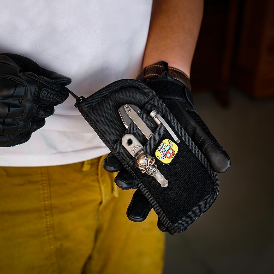 VIPERADE VE7 Men's EDC Pocket Organizer - 4-Pocket Utility Pouch with DIY Patches, Compact Tool Bag for Everyday Carry Gear (Black) - Perfect for Work, Hiking, Camping & Tactical Use