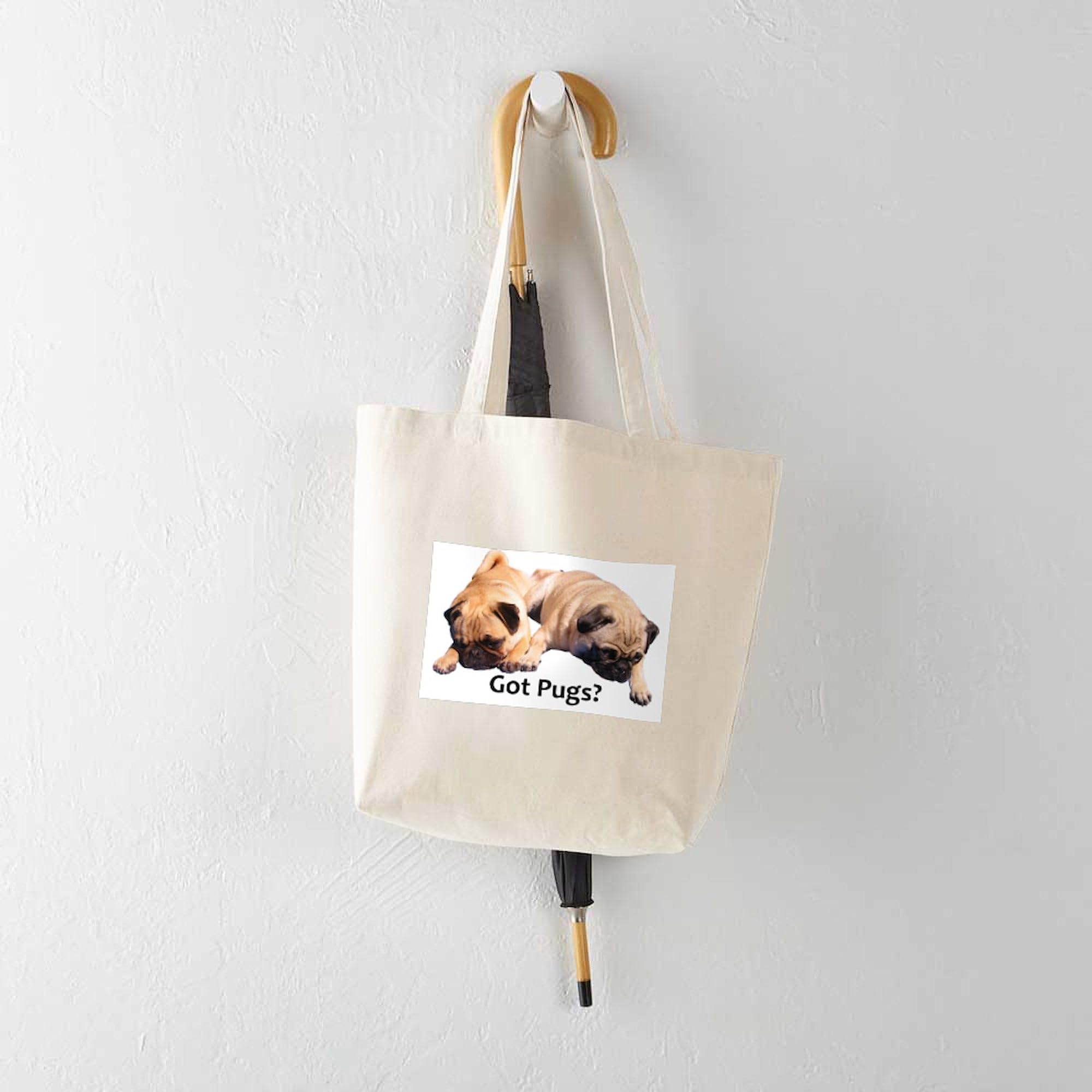 Got Pugs? Natural Canvas Tote Bag - Eco-Friendly Reusable Shopping Bag for Groceries, Beach & Daily Use | Cute Dog Lover Gift
