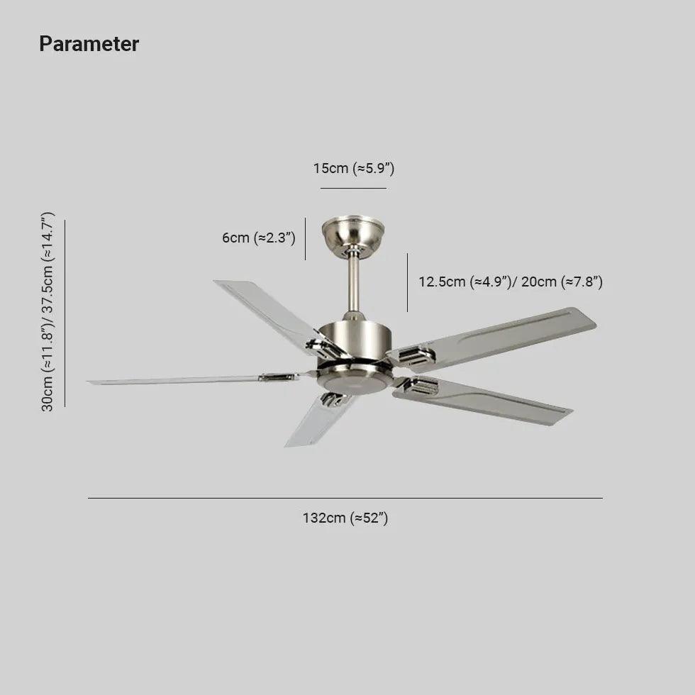 5-Blade Silver Metallic Industrial Ceiling Fan with Remote Control - Perfect for Warehouse, Garage, and Workshop Cooling