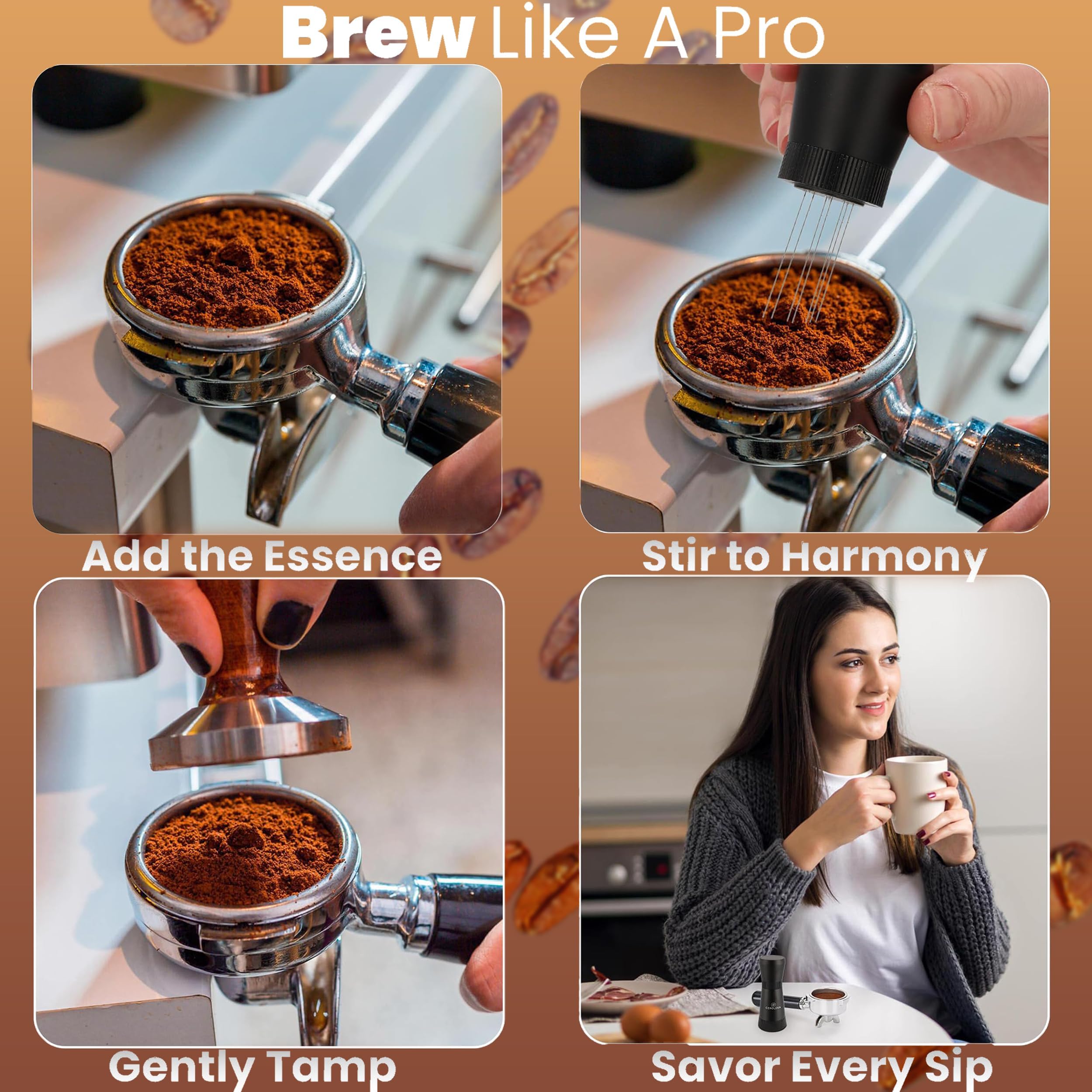 Premium WDT Tool for Espresso - 0.35mm 8 Needle Coffee Distributor with Magnetic Base & Handle + 10 Extra Needles - Essential Espresso Accessory for Baristas & Home Brewing - Perfect for Even Coffee Grounds Distribution Before Tamping