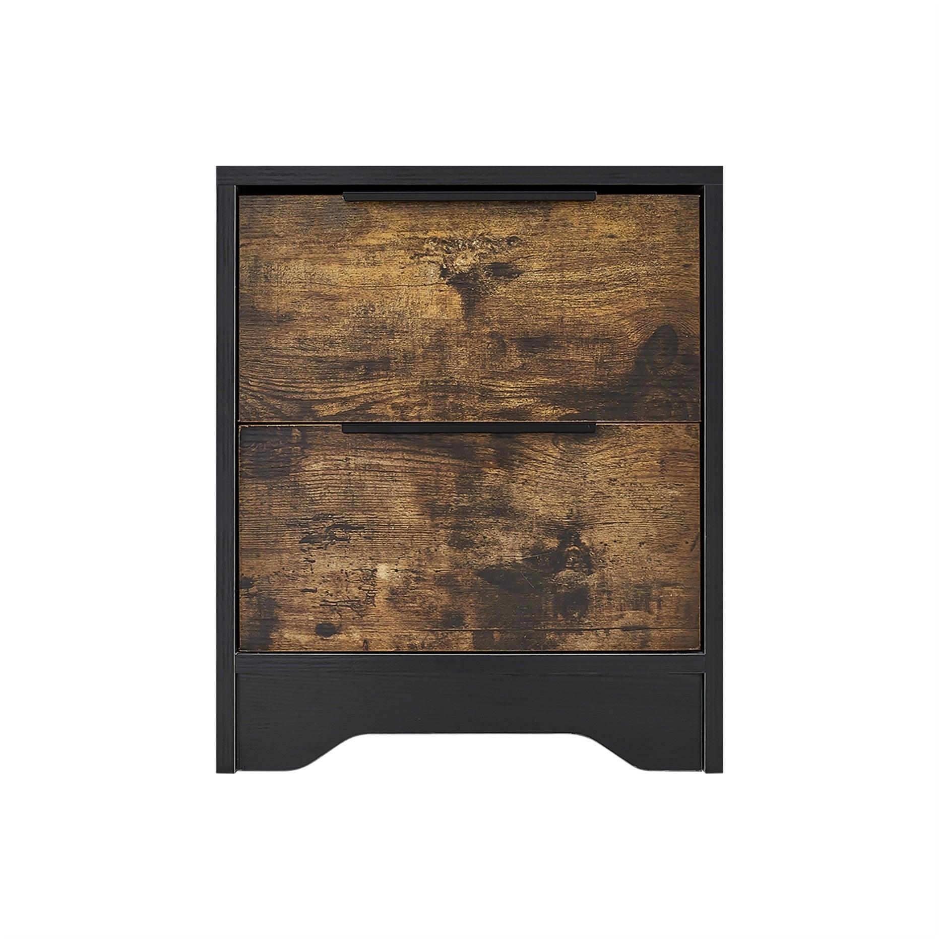 Modern Black Wooden Nightstand with 2 Drawers - Bedside Table for Bedroom, Living Room, Guest Room - Perfect for Storage & Home Decor