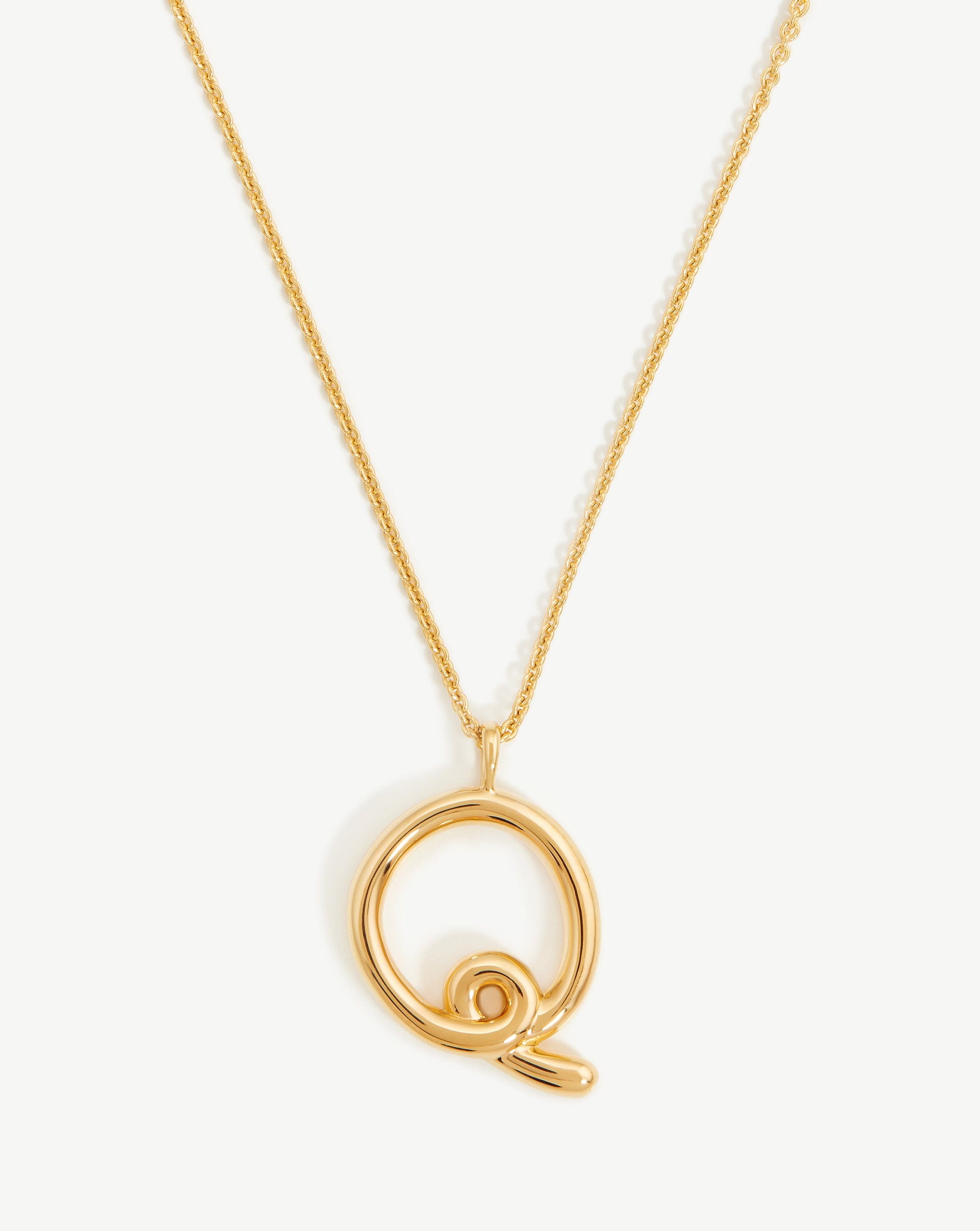 18k Gold Vermeil Curly Molten Initial Q Pendant Necklace - Personalized Jewelry for Women, Gift for Her, Birthday, Anniversary, Valentine's Day