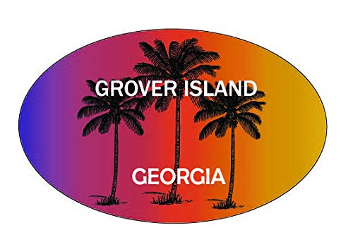Grover Island Georgia Trendy Souvenir Oval Decal - Perfect for Laptops, Cars & Travel Mugs - Unique Coastal Gift Idea
