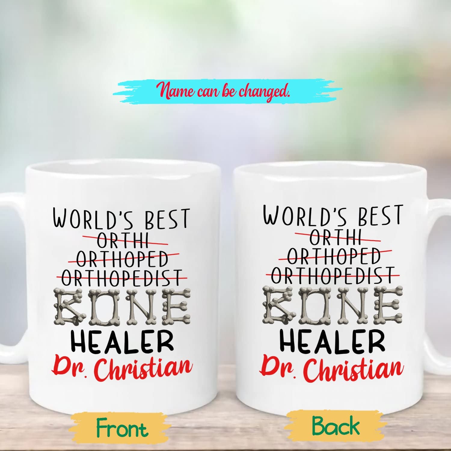 Personalized Orthopedic Surgeon Coffee Mug - Custom Name Bone Doctor Gift - 11oz & 15oz Travel Cup for Surgeons - Perfect for Hospital Shifts, Office Use & Medical Appreciation Gifts