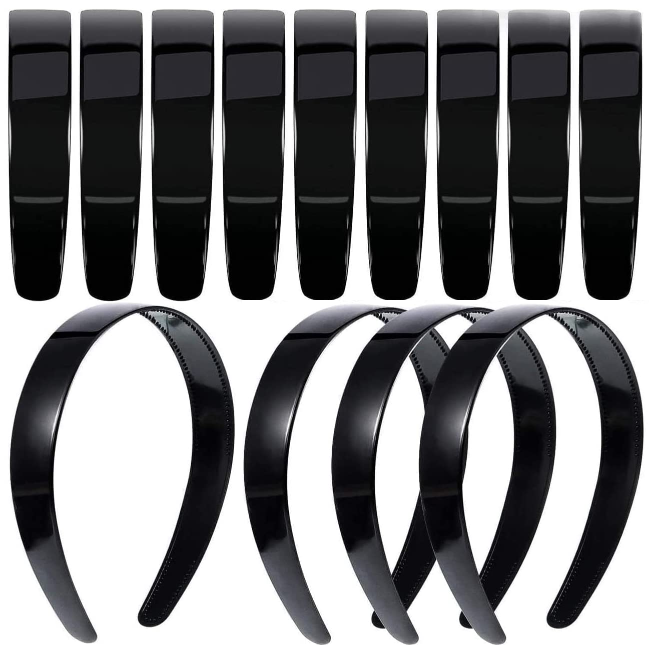 20 Pack 1 Inch Black Plain Plastic Headbands with Teeth - DIY Hair Accessories for Women & Girls - Perfect for Crafting, Cosplay, and Everyday Hair Styling