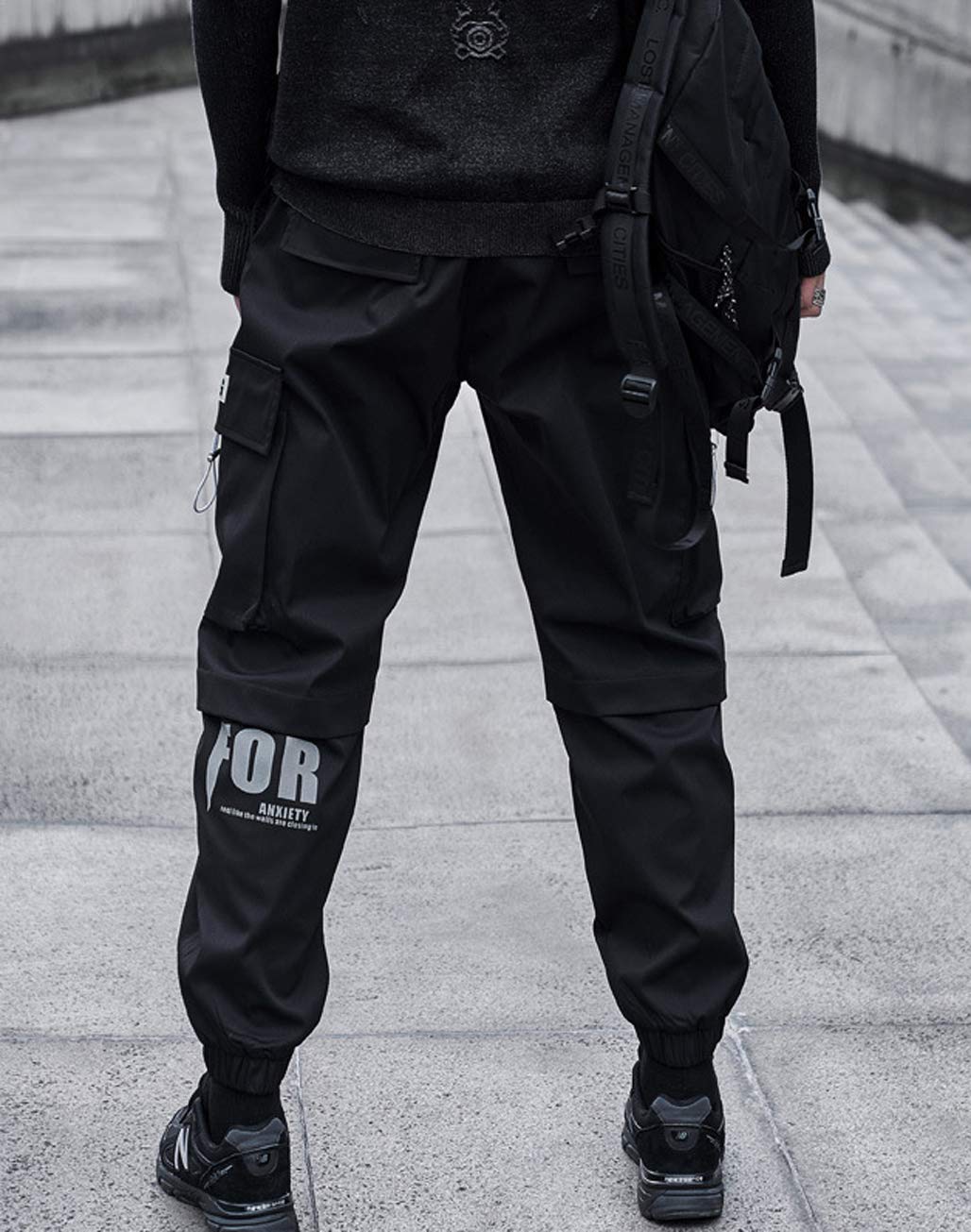 Astellarie Men's Techwear Jogger Pants - Hip Hop Streetwear Tactical Cargo Pants with Pockets | Punk Harem Style for Gym, Running & Urban Fashion