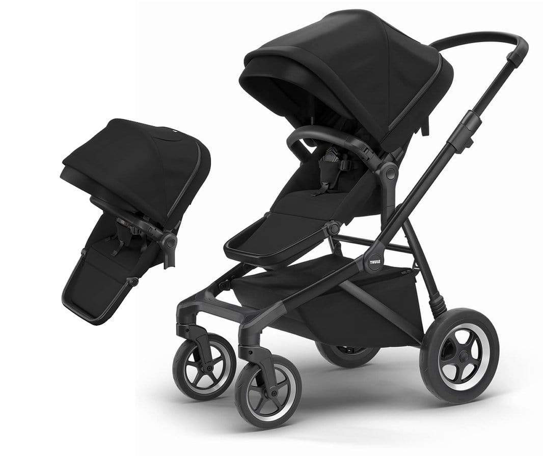 Thule Sleek Double Stroller - Lightweight Compact Baby Jogging Stroller for Twins, All-Terrain Wheels & Adjustable Canopy | Perfect for Running, Hiking & City Walks