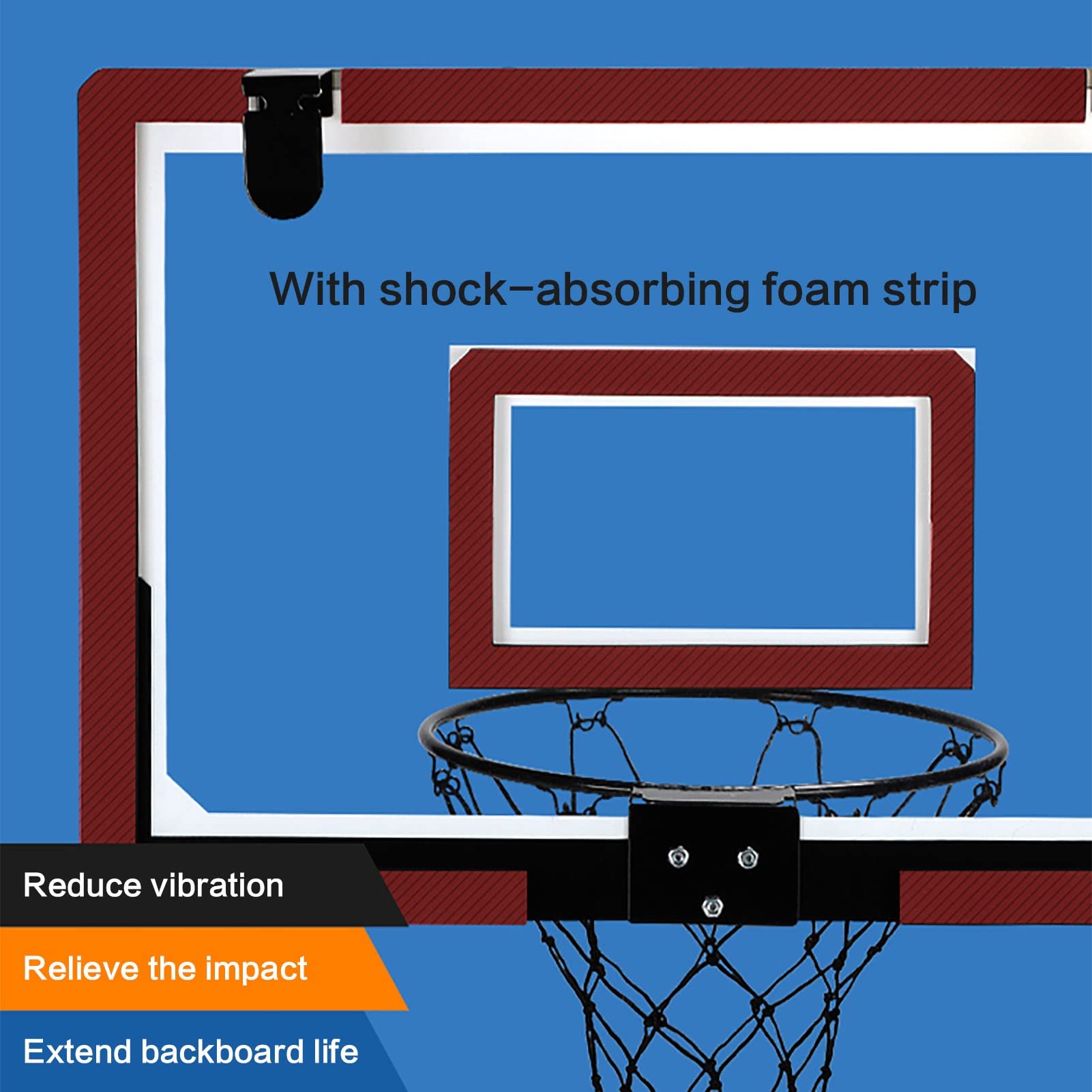 YLWX Portable Over The Door Basketball Hoop for Adults & Kids - Indoor/Outdoor Mini Basketball Goal with 30cm Backboard & 2 Balls - Perfect for Home, Office, Gym, and Backyard Play
