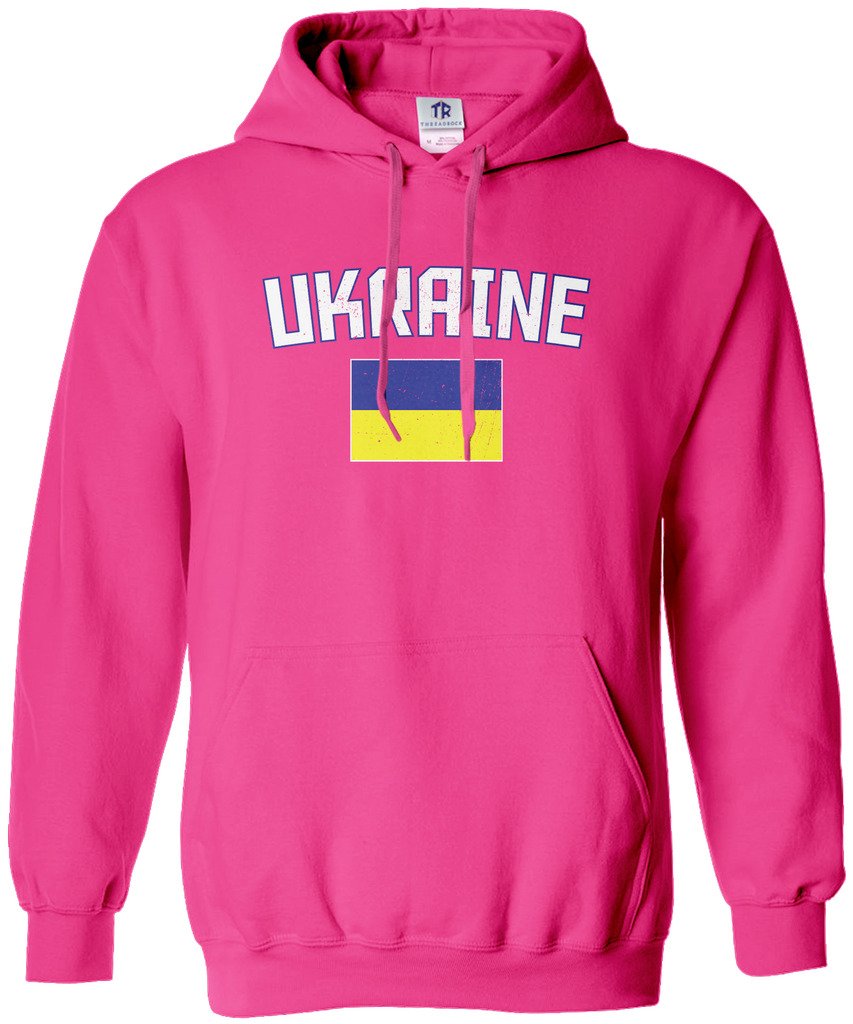 Threadrock Women's Ukraine Flag Hoodie Sweatshirt - Cozy Pullover Fleece Hooded Sweatshirt with Ukrainian Flag Print - Perfect for Casual Wear, Sports, and Patriotic Events