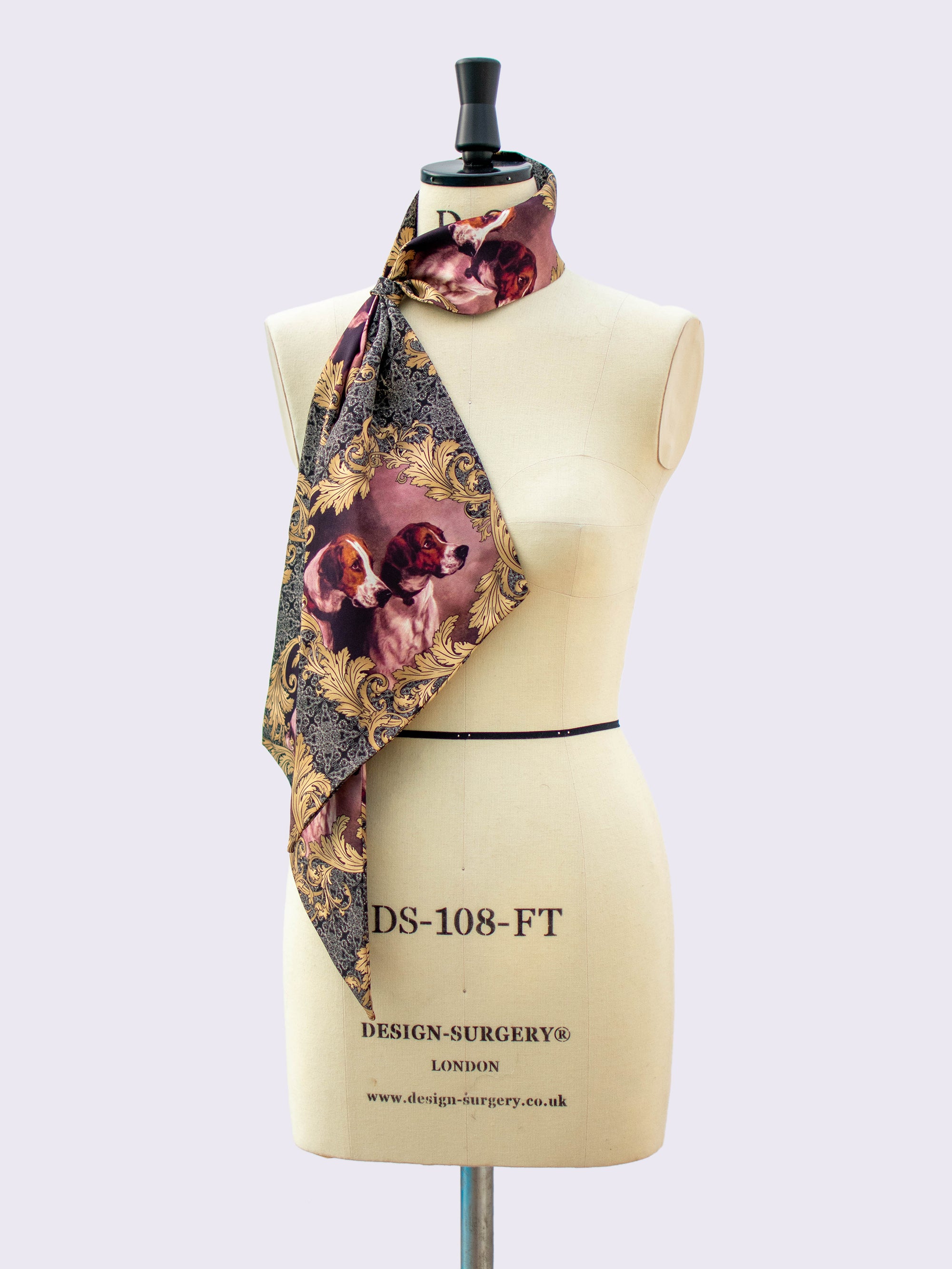 Fashionable Hound Print Silk Skinny Scarf - Lightweight & Elegant Women's Accessory for Office, Travel, and Special Occasions