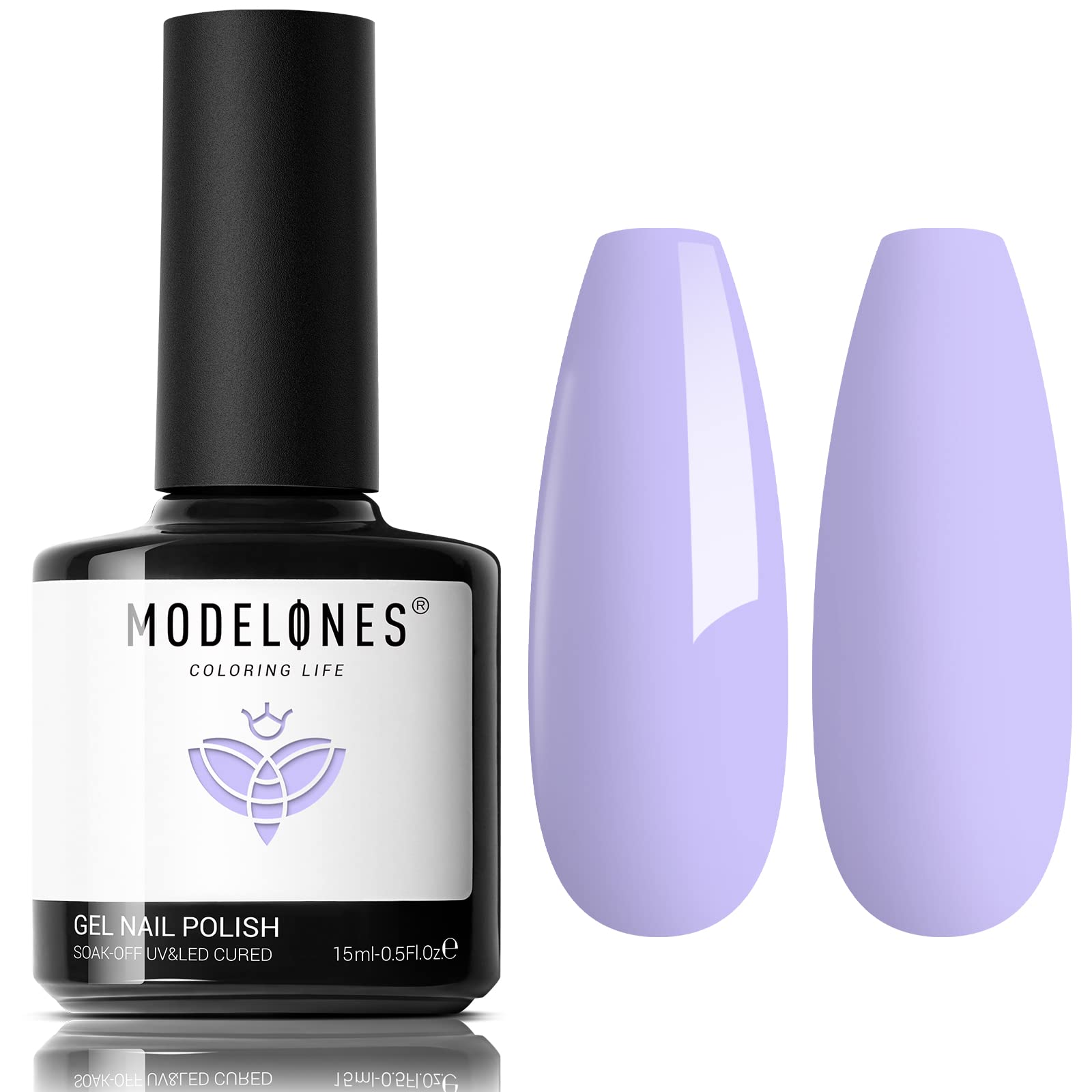 Modelones 15ML Pastel Lilac Purple Gel Nail Polish - Soak Off LED/UV Cured, Non-Toxic Nail Art Kit for Women & Girls - Perfect for Summer Manicures, DIY Nail Designs & Gift Giving