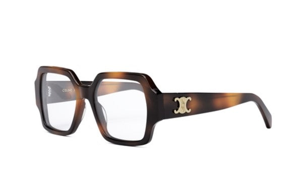 Celine TRIOMPHE CL50131F 053 Shiny Havana Square Women's Eyeglasses - Stylish Designer Glasses for Women, Perfect for Work, Reading & Fashion Accessories