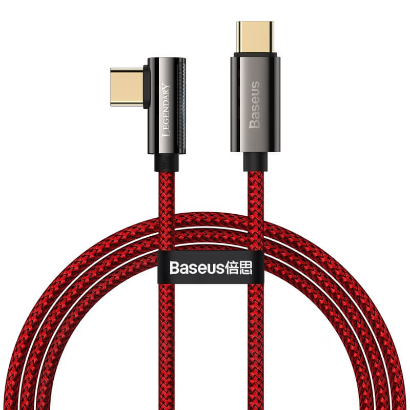 Baseus PD 100W 90° Right Angle USB C to USB C Fast Charging Cable 1M (3.3ft) - QC3.0 Certified L-Shaped Bend Charger Cord for MacBook Pro/Air, iPad Pro, Samsung Galaxy, Nintendo Switch & More - Perfect for Gaming, Bedside Charging & Car Use