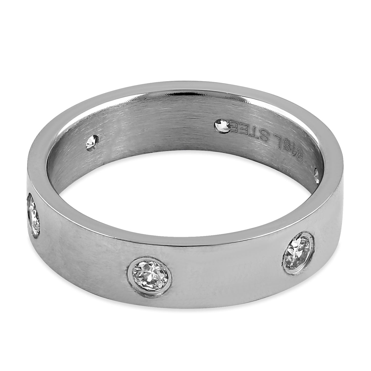 Stainless Steel CZ Band Ring for Women - Elegant Cubic Zirconia Wedding Engagement Promise Ring - Perfect for Anniversary, Valentine's Day Gift & Everyday Wear
