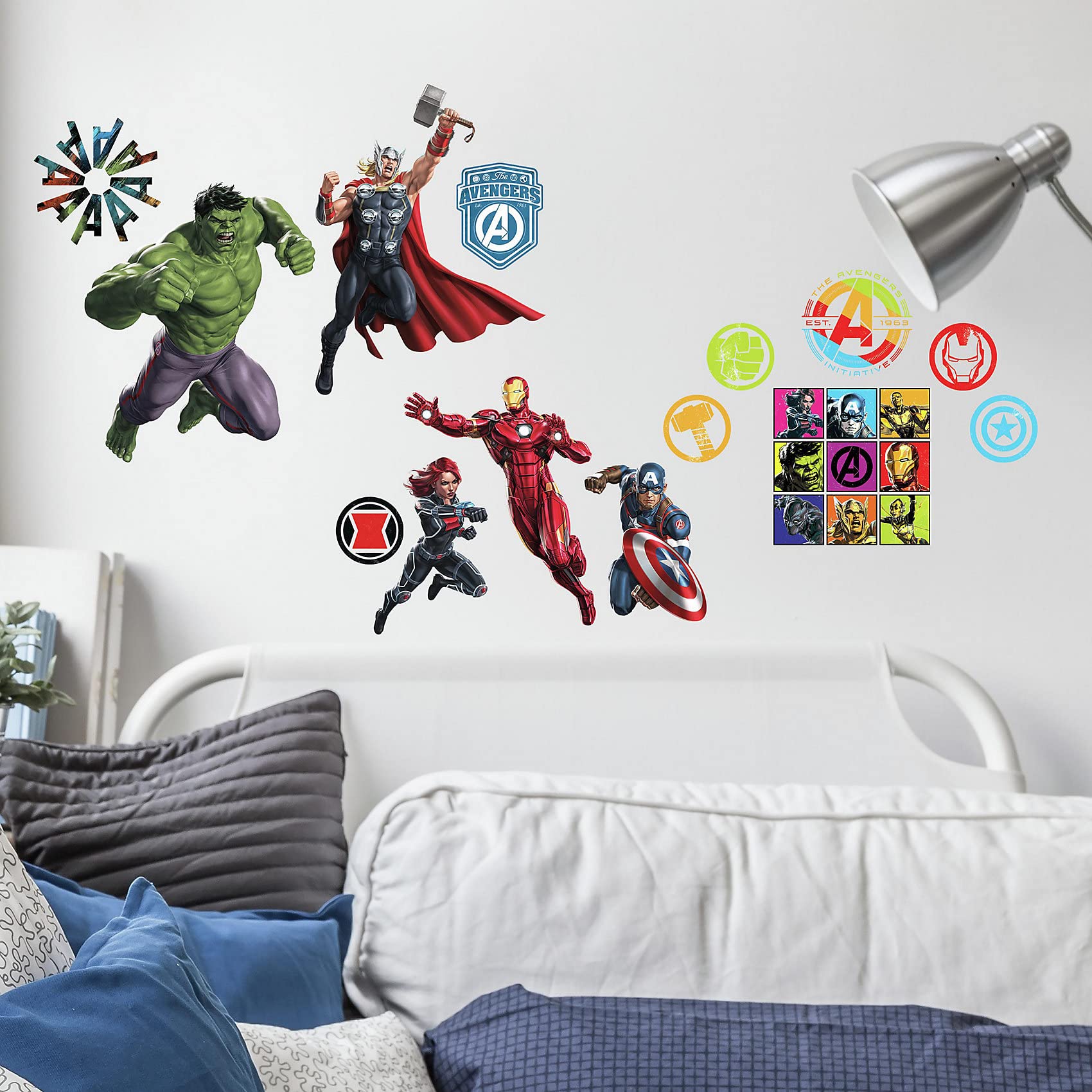RoomMates Marvel Classic Avengers Peel and Stick Wall Decals - RMK4289SCS | Easy-to-Apply Removable Wall Stickers for Kids Bedroom, Nursery, Playroom & Office Decor