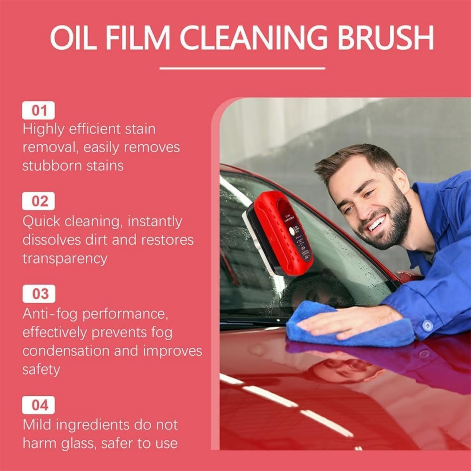 Rockpan Automotive Oil Film Cleaning Brush & Dodorado Glass Cleaner Kit - All-in-One Car Glass Cleaning Board for Rain, Fog & Oil Film Removal - Universal Fit for All Vehicles (Perfect for Windshield Maintenance & Anti-Fog Treatment)