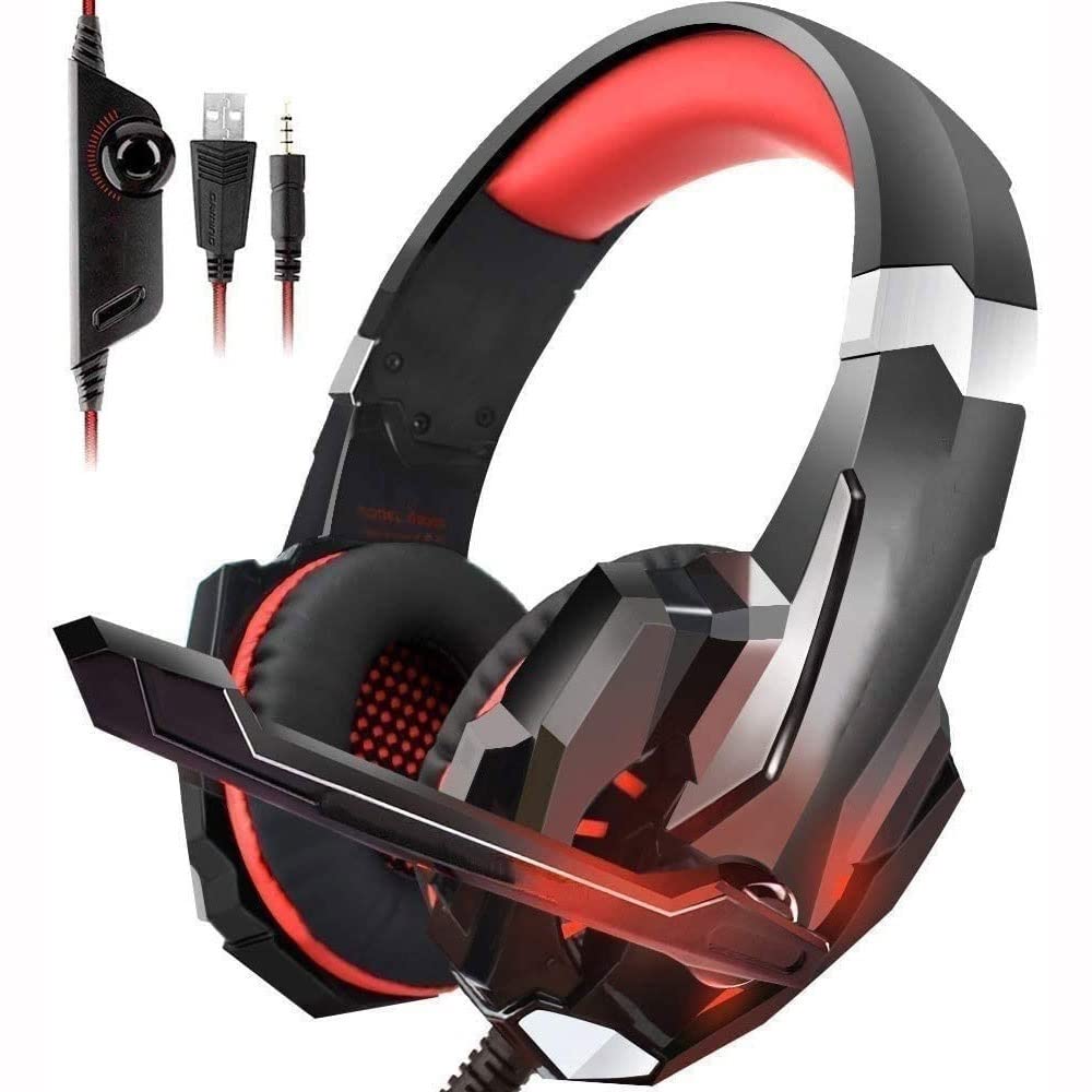 Feiyx Gaming Headset with Microphone - Noise Cancelling Over Ear Headphones for PC, Laptop, PS4, Xbox - Volume Control & Comfortable Ear Cushions for Long Gaming Sessions, Online Classes & Remote Work