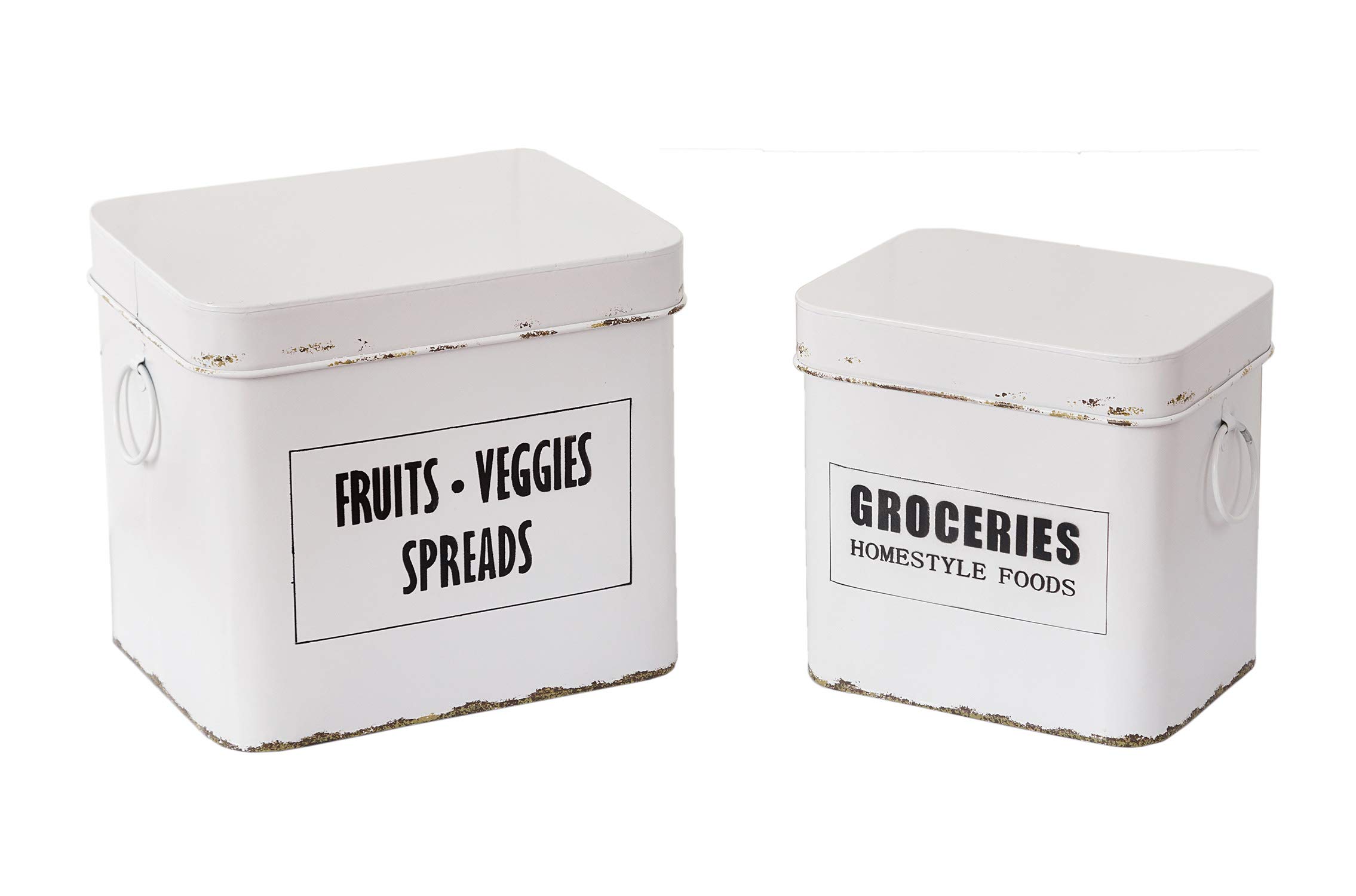 Farmhouse Style Metal Kitchen Canisters Set - Rustic Airtight Food Storage Containers for Flour, Sugar, Coffee & Tea - Perfect for Pantry Organization & Country Style Home Decor
