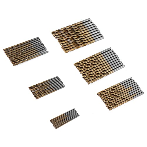 Titanium Coated Straight Shank Drill Bit Set for Woodworking - High Speed Steel Hole Drilling Tools for DIY Projects, Furniture Making & Carpentry Work