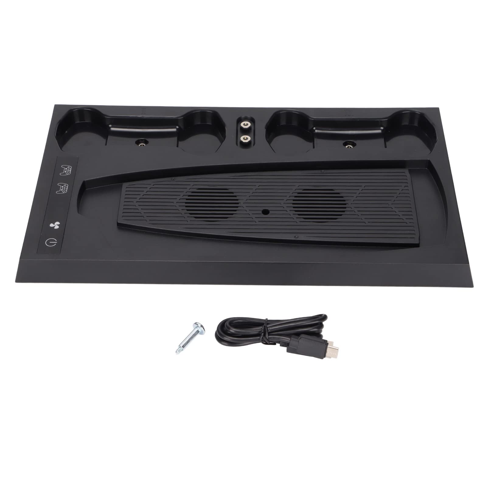 Multifunctional Cooling Fan Stand for PS5 - Dual Controller Charging Station with 2 USB & 2 USB-C Ports - Perfect for Gaming, Streaming & Long Play Sessions