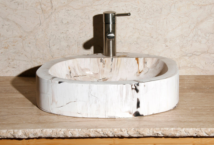 Natural Petrified Wood Sink - 20-25 Inch Bathroom Vanity - Unique Stone Basin for Rustic & Modern Home Decor - Perfect for Bathroom, Kitchen, or Outdoor Living Spaces