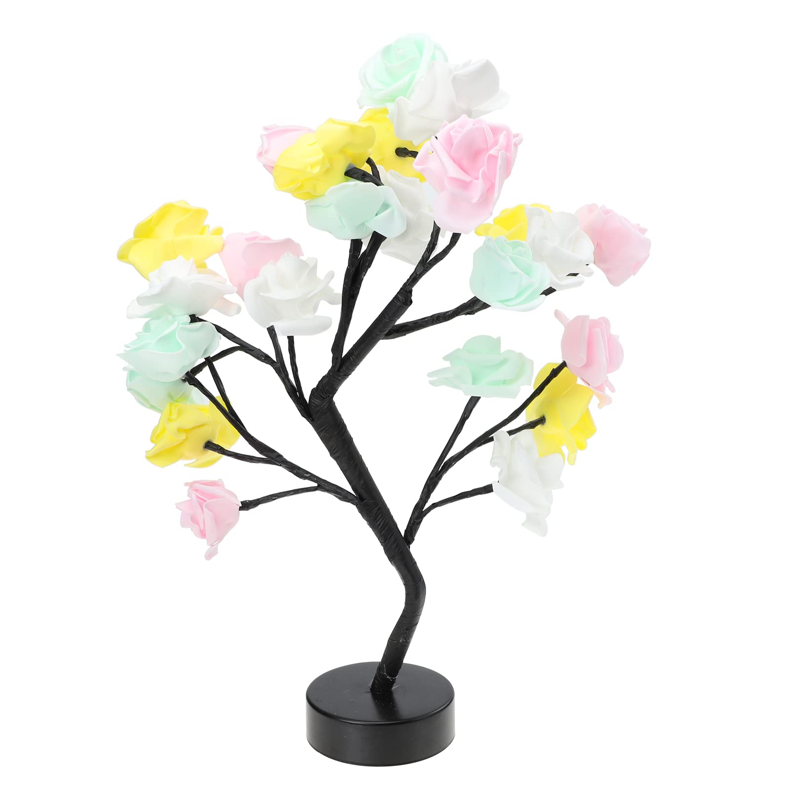 ibasenice LED Rose Flower Tree Night Lamp - Realistic Artificial Rose Tree Light for Home & Office Desktop Decor - Perfect for Bedroom, Living Room, and Gift Giving