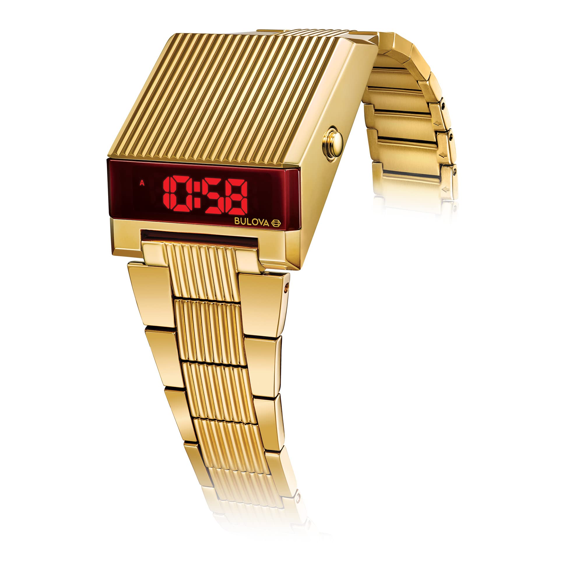 Bulova Mens Archive Series LED Computron Stainless Steel Digital Watch - Retro Futuristic Style for Business & Casual Wear
