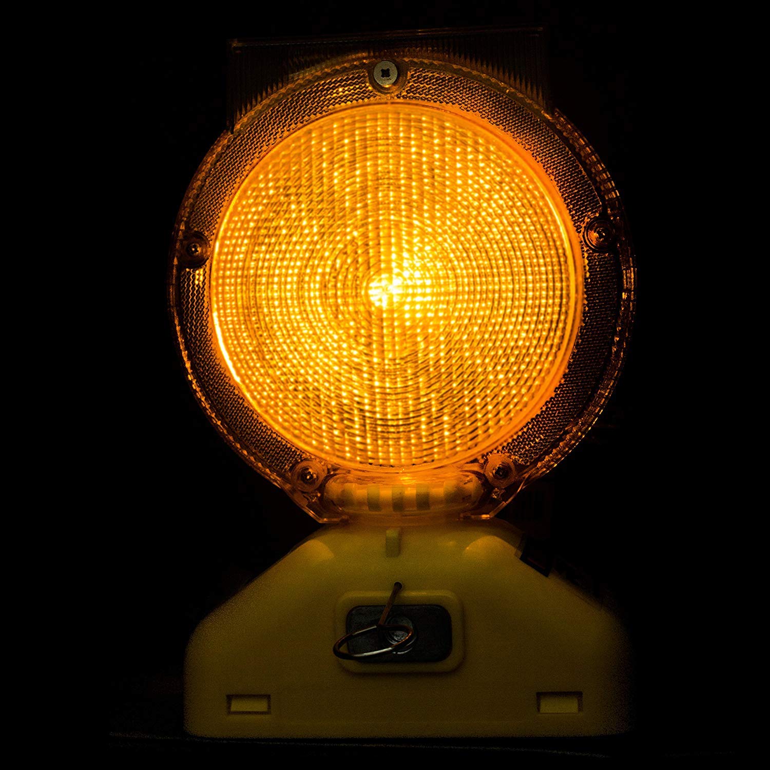 (4-Pack) RK Safety BLIGHT-ST Solar Rechargeable Amber LED Barricade Warning Lights - 2-Sided Flashing Traffic Signals with 3-Way Operation Switch | Includes Switch Pin & Bolt | Perfect for Construction Zones, Road Work & Emergency Vehicle Safety
