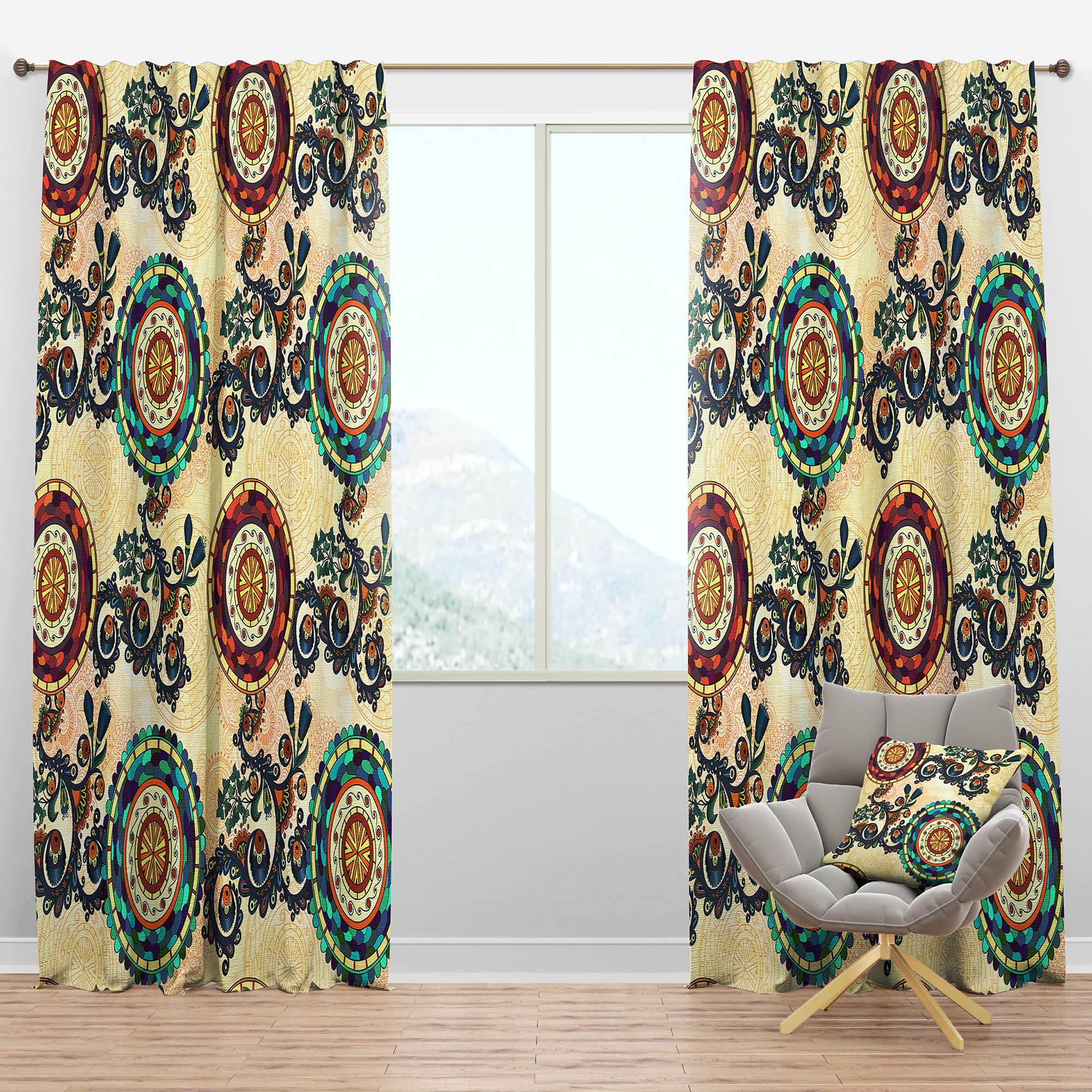 DesignQ Blackout Curtains Floral Paisley Ethnic Print - Thermal Insulated Room Darkening Drapes for Bedroom & Living Room - Single Panel (52x120 Inches) - Perfect for Home Decor, Privacy & Light Control