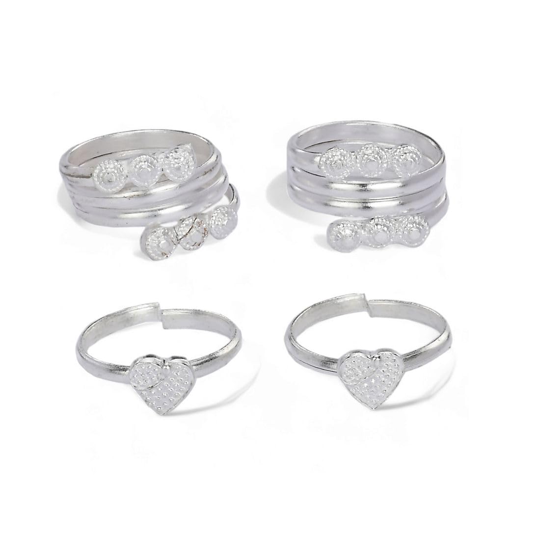AanyaCentric Adjustable Toe Rings for Women - Pack of 2 Pairs, Traditional & Fashionable Foot Jewelry - Perfect for Beach, Summer, and Boho Style Outfits