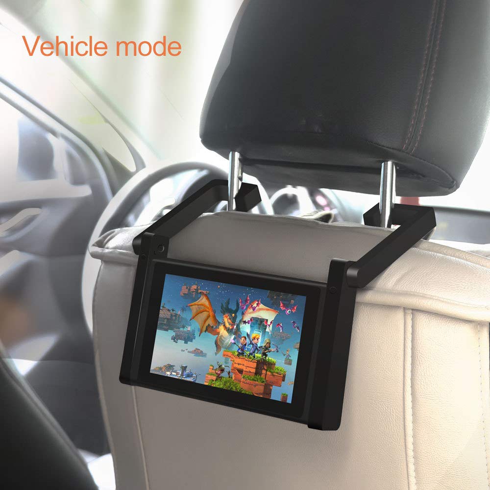 HEATFUN Adjustable Stand & Car Mount Holder for Nintendo Switch - Black | Perfect for Gaming On-The-Go & Travel Accessories