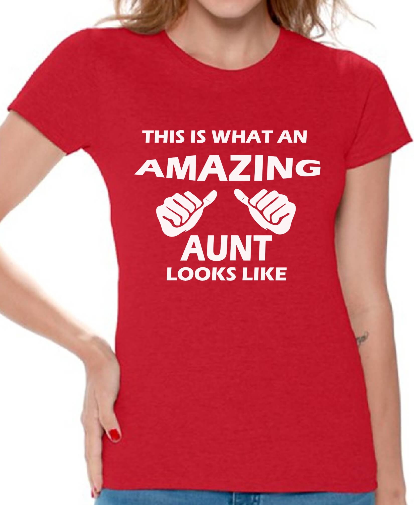 Awkwardstyles Women's 'This is What an Amazing Aunt Looks Like' Funny Graphic T-Shirt with Free Bookmark - Perfect Gift for Aunts, Sister & Best Friend | Birthday, Mother's Day, Christmas Present