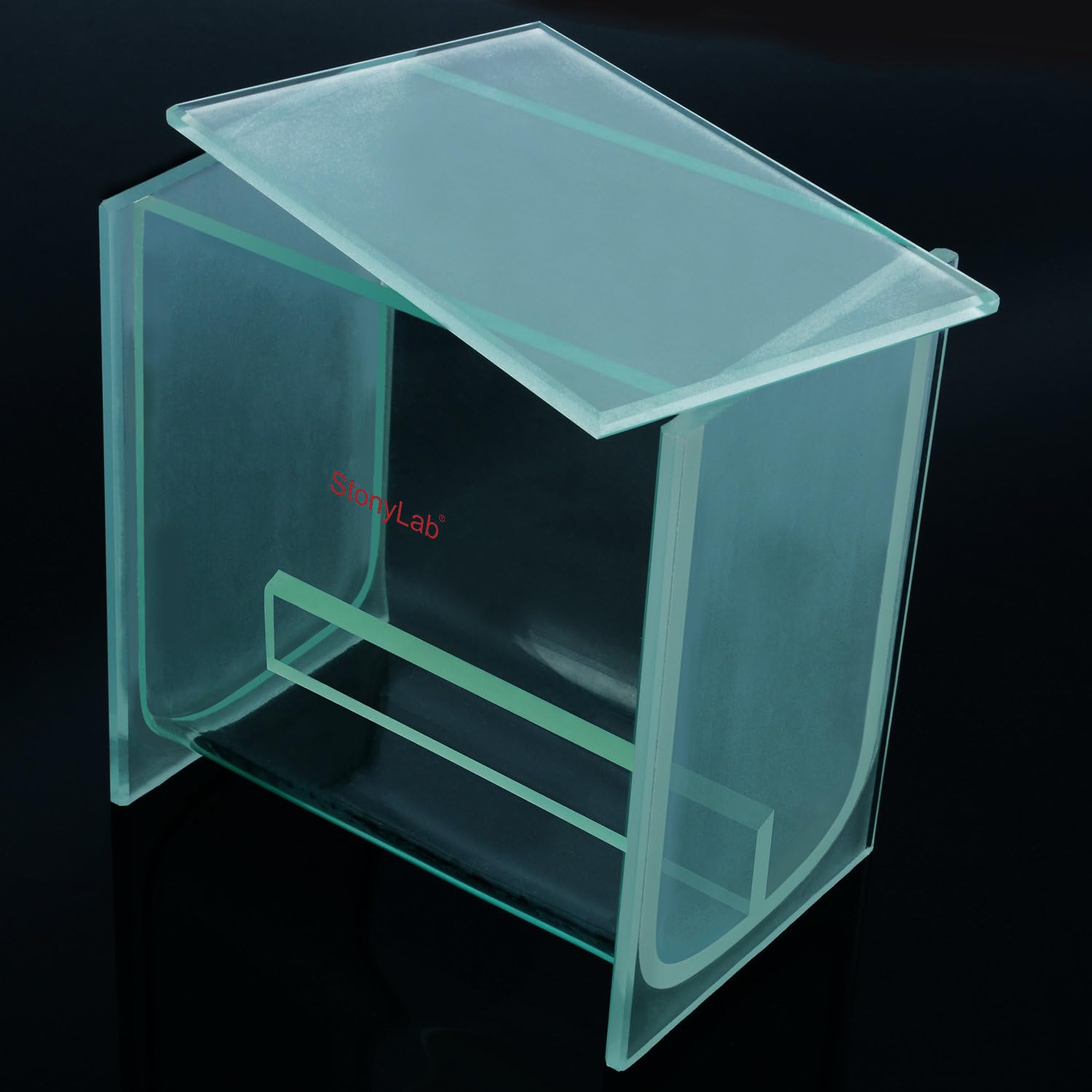 Stonylab Glass Square TLC Developing Tank - Heavy Duty Borosilicate Chromatography Chamber with Lid for Multiple Plates (3.94