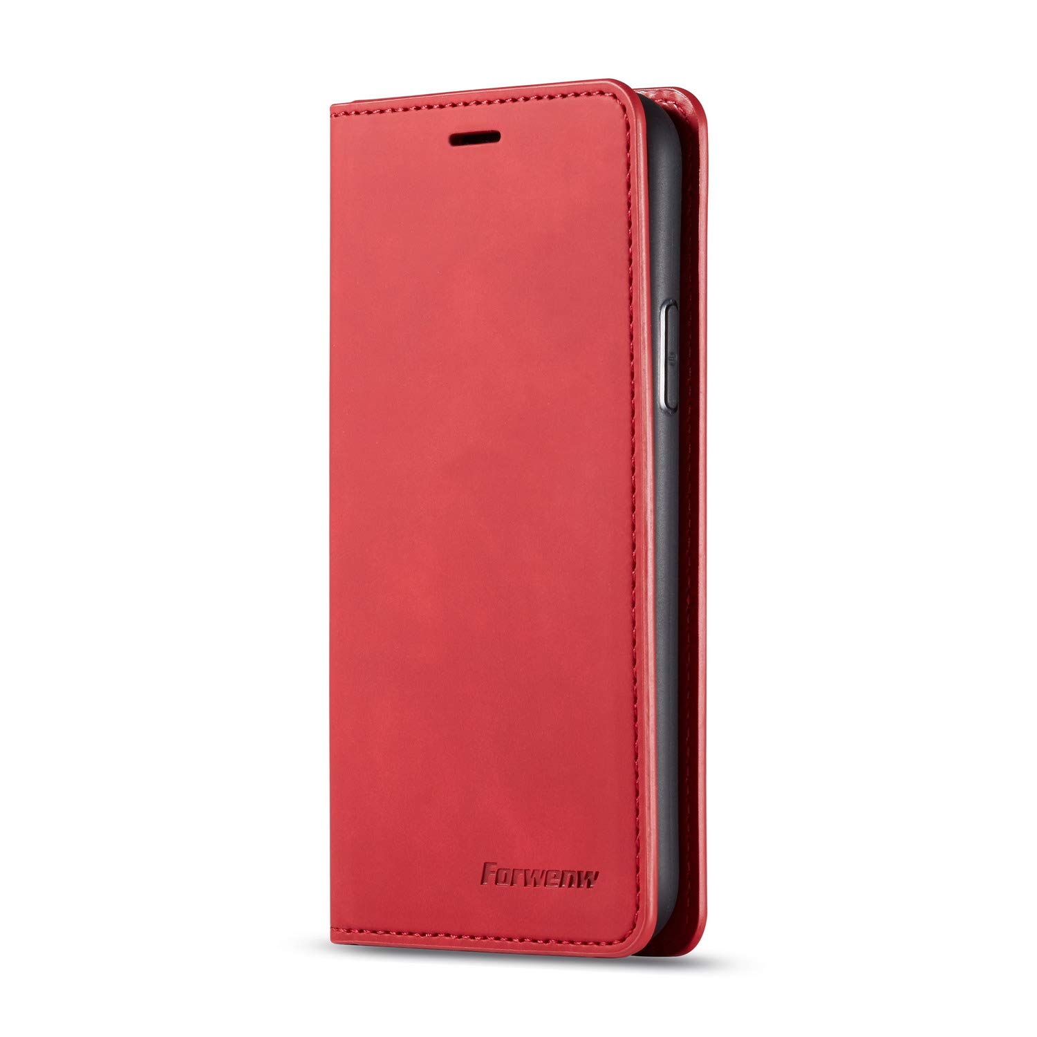 Premium PU Leather Magnetic Flip Wallet Case for iPhone 11 Pro Max (6.5 inch) - Shockproof Card Holder with Kickstand & Hidden Adsorption | Perfect for Business, Travel & Daily Use (Red, 2019 Model)
