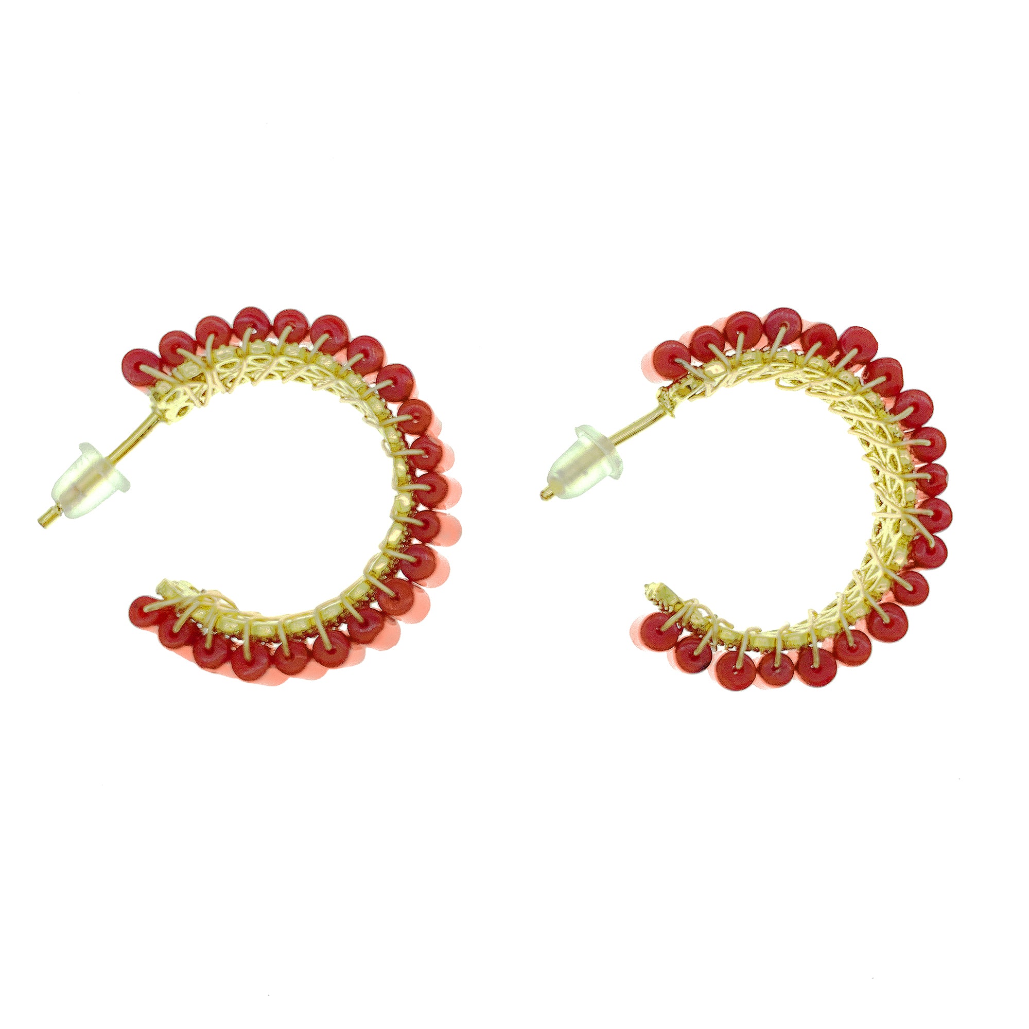 Red Coral Stud Earrings HE023 - Natural Gemstone Jewelry for Women, Gift for Her | Perfect for Weddings, Parties & Everyday Wear