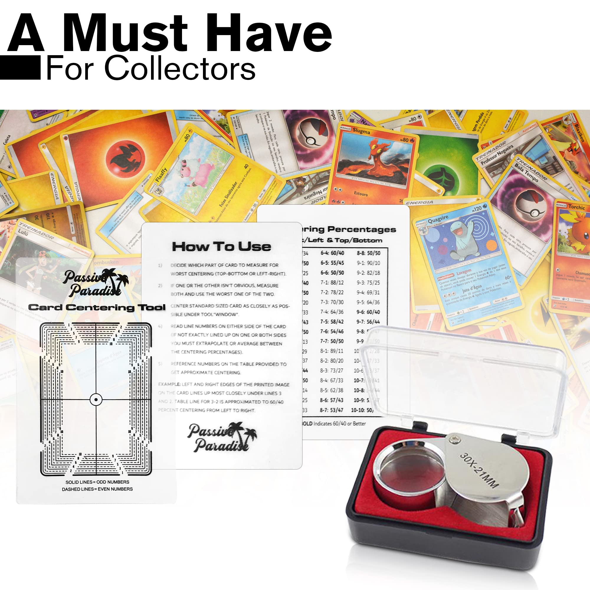 Pokemon Card Grading Centering Tool Set - Professional TCG Submission Pre-Inspection Kit for PSA/BGS Certification | Perfect for Collectors, Sellers & Tournament Players