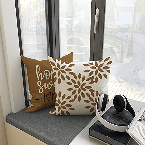YCOLL 20x20 Inch Pillow Covers Set of 4 - Modern Linen Fabric Throw Pillow Cases for Sofa, Couch, Bed & Car - Light Brown Decorative Outdoor Pillow Covers - Perfect for Living Room, Patio & Home Decor
