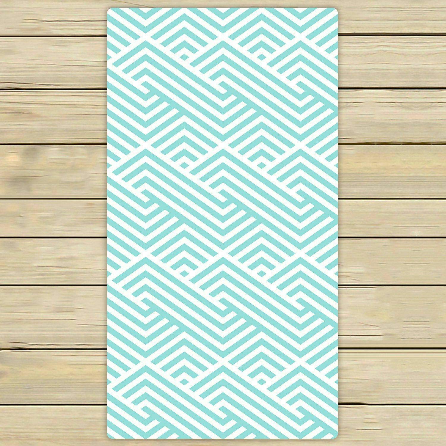 Premium Striped Beach Towel - Soft Green Aqua White Bath Towel for Pool, Shower, Travel - 30x56 Inch Quick-Dry Absorbent Towel for Home, Gym, Yoga & Outdoor Activities