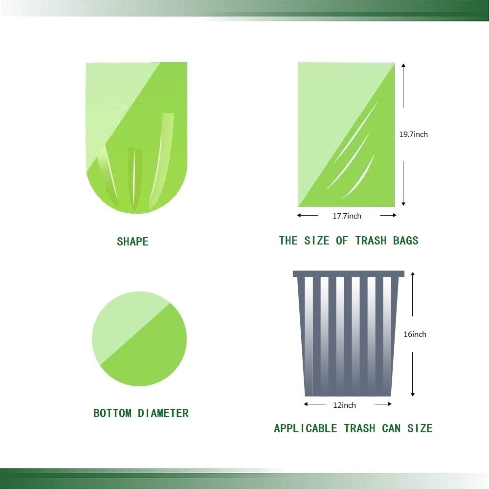 Biodegradable 2.6 Gallon Small Trash Bags - Extra Thick Eco-Friendly Garbage Bags for Kitchen, Bathroom, Office, Car & Pet Waste - 5 Rolls (100 Counts) Green - Perfect for Recycling, Composting & Daily Waste Disposal