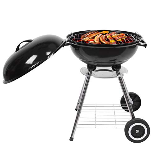 JASOYA GT7-CXX 18 Inch Apple Charcoal Stove with Enamel Coating - White Finish & Side Wheels for Outdoor BBQ, Camping and Patio Cooking