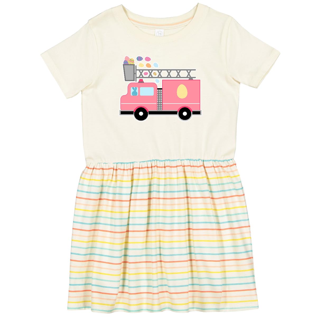 Inktastic Easter Fire Truck Egg Hunt Bunny Toddler Dress - Cute Easter Outfit for Baby Girls & Boys - Perfect for Easter Egg Hunts, Spring Photos & Holiday Celebrations