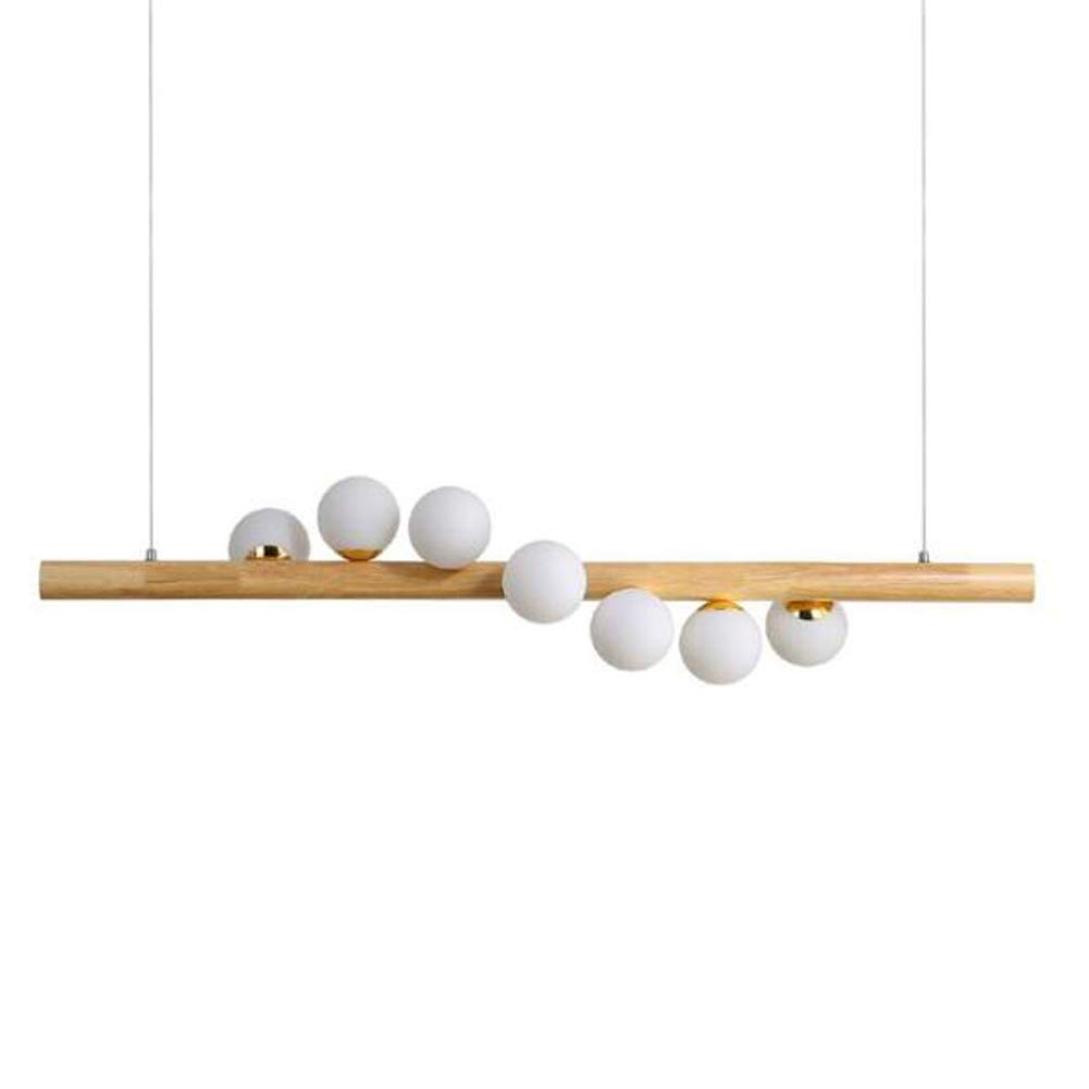 HAODAMAI Wooden Rustic Chandelier Pendant Light - Glass Ball Ceiling Lamp with Bulb for Dining Room, Living Room & Bedroom | Vintage Hanging Light Fixture for Home Decor
