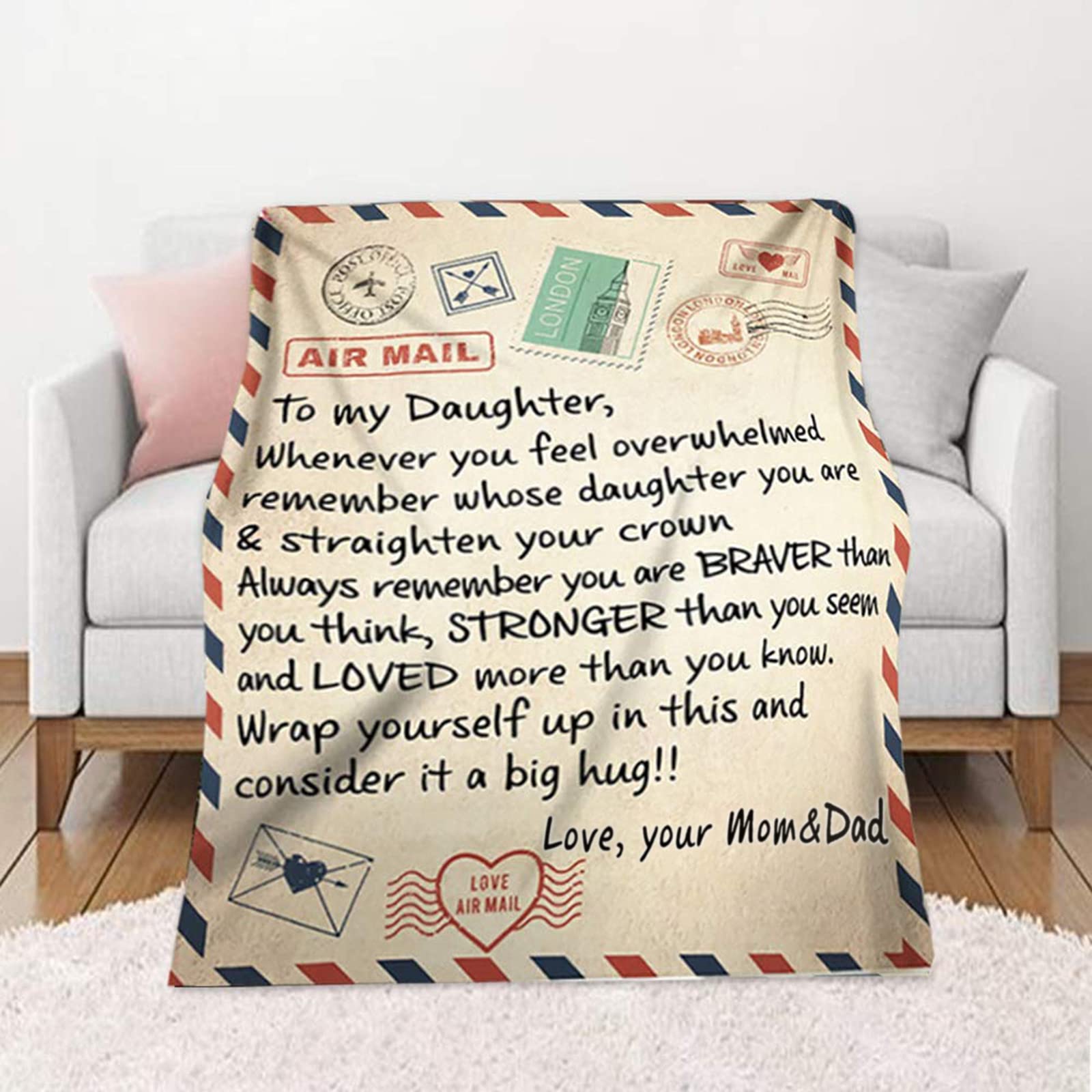 Soft Flannel Throw Blanket 60x80 Inches - Heartwarming Birthday & Christmas Gift for Daughter from Mom & Dad | Cozy Blanket for Bedroom, Couch & Travel
